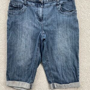 Contrast Jean Shorts Womens Size 13 Blue Denin 5 Pocket Zip Closure Beach Camp